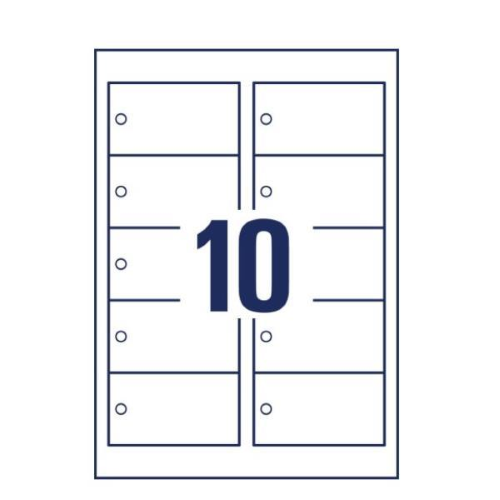 Cartellino micro-perforato stampabile - cartoncino - laser - 90 x 50 mm - 10 cart/fg - 10 fogli - bianco - Avery